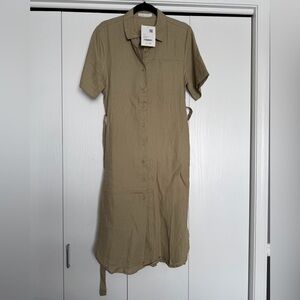OAK + FORT NWT Olive Midi Shirt Dress